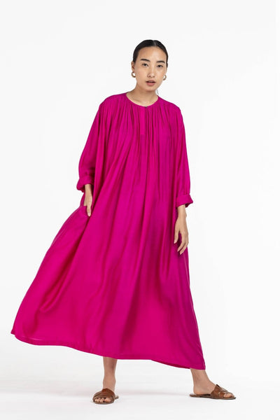 Gather Neck Dress - Applique Jacket Co-ord Hot Pink Fashion THREE XS Dress