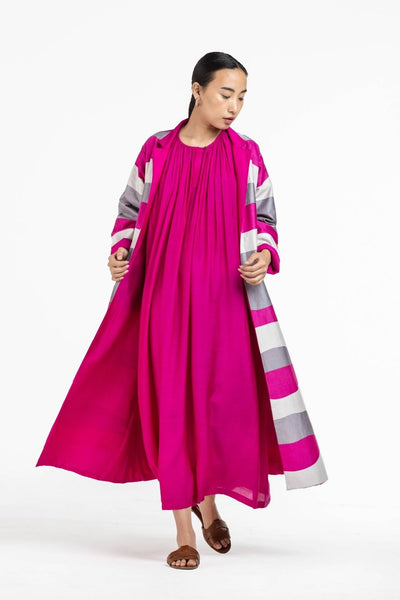 Gather Neck Dress - Applique Jacket Co-ord Hot Pink Fashion THREE XS Dress-Applique Jacket Co-ord
