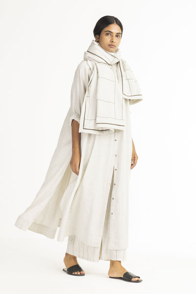 Gather Neck Shirt Co-ord- Beige (Set Of 3) Fashion THREE
