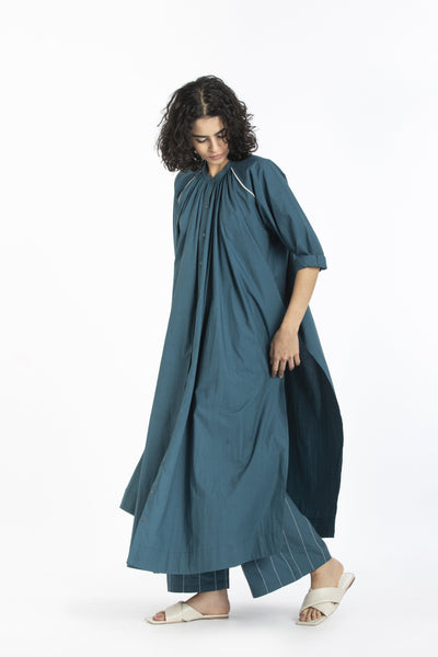 Gather neck shirt co-ord teal Co-ords THREE