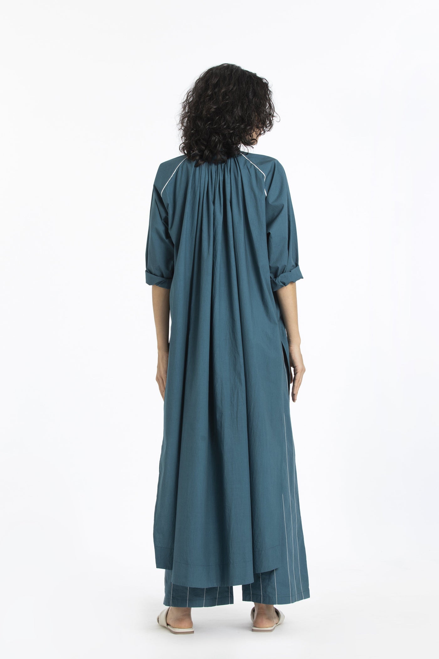 Gather neck shirt co-ord teal Co-ords THREE