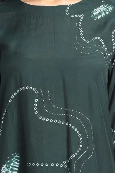 GREEN floral bandhani kurta CO-ORD SET Fashion The Pot Plant