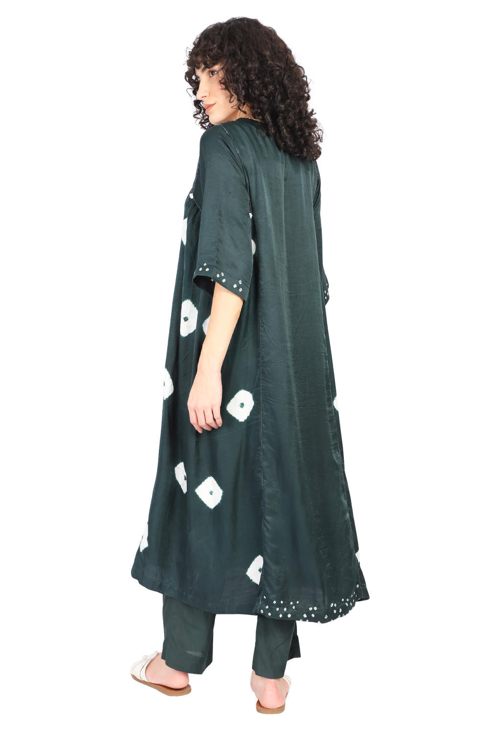 GREEN SILK BANDHANI SIDE PANEL CO-ORD SET Fashion The Pot Plant