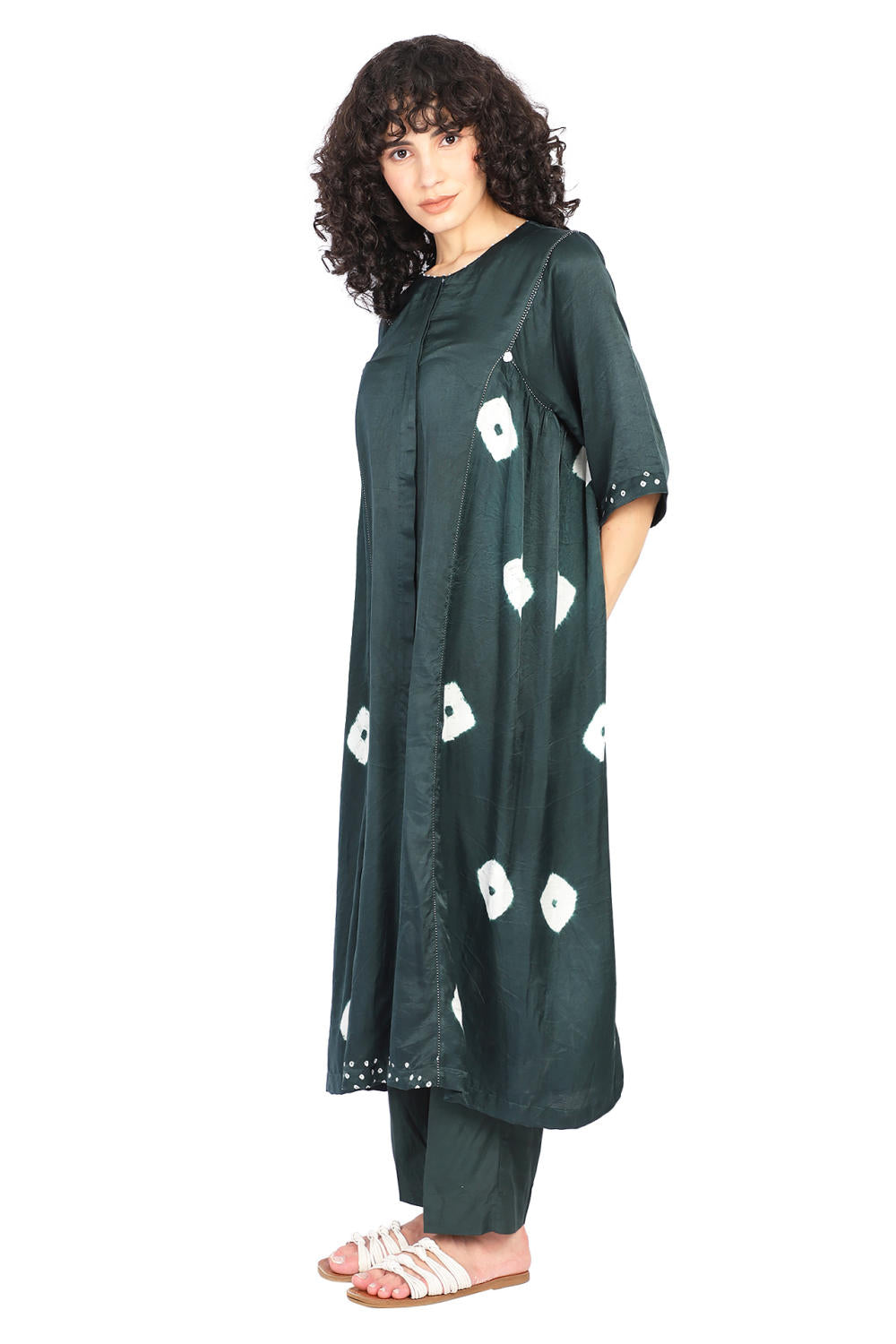 GREEN SILK BANDHANI SIDE PANEL CO-ORD SET Fashion The Pot Plant