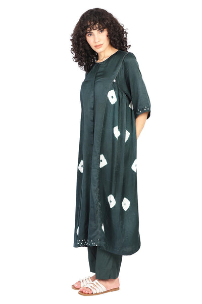 GREEN SILK BANDHANI SIDE PANEL CO-ORD SET Fashion The Pot Plant