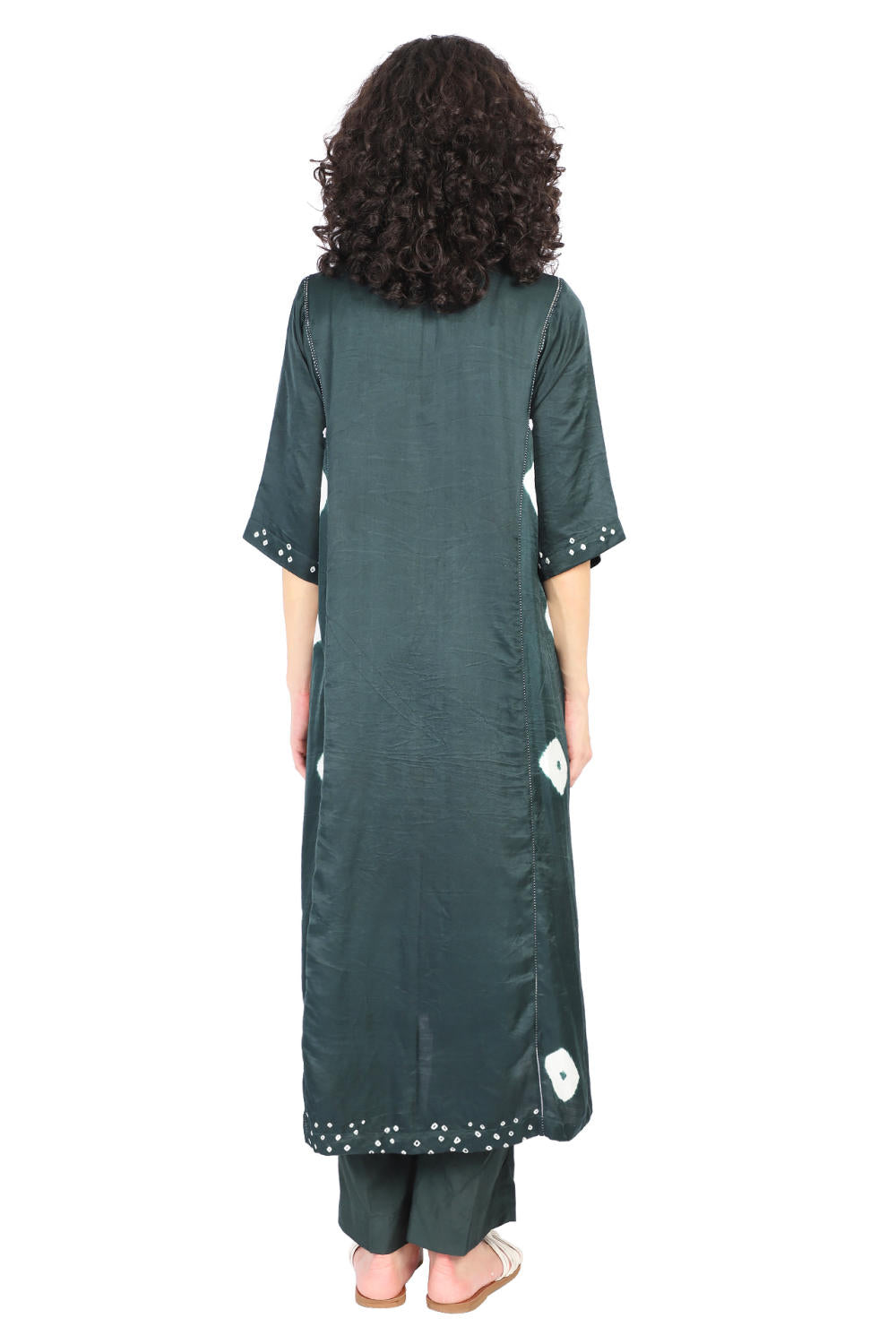 GREEN SILK BANDHANI SIDE PANEL CO-ORD SET Fashion The Pot Plant