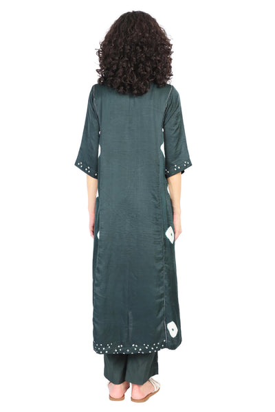 GREEN SILK BANDHANI SIDE PANEL CO-ORD SET Fashion The Pot Plant
