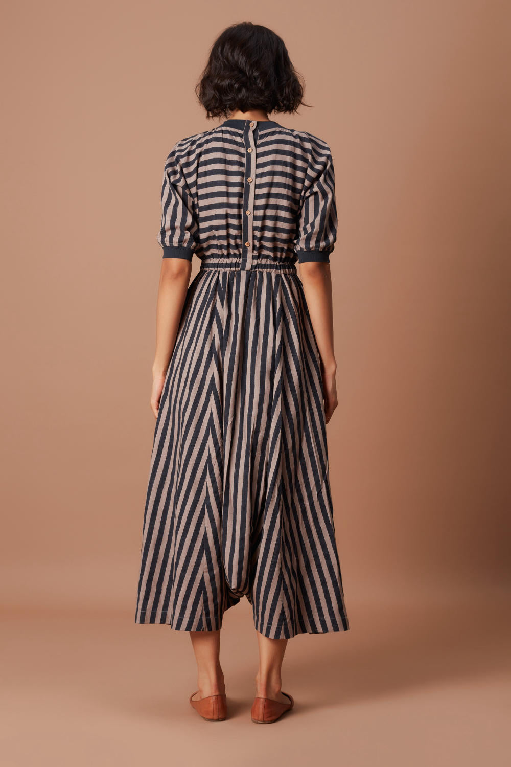 Grey and Charcoal Striped Mati Sphara Jumpsuit Fashion Mati