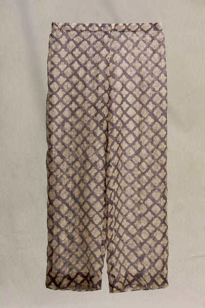 GREY BATIK PLANT TUCK KURTA WITH BOAT NECK AND BULLION HAND EMBROIDERY Fashion MYOHO 