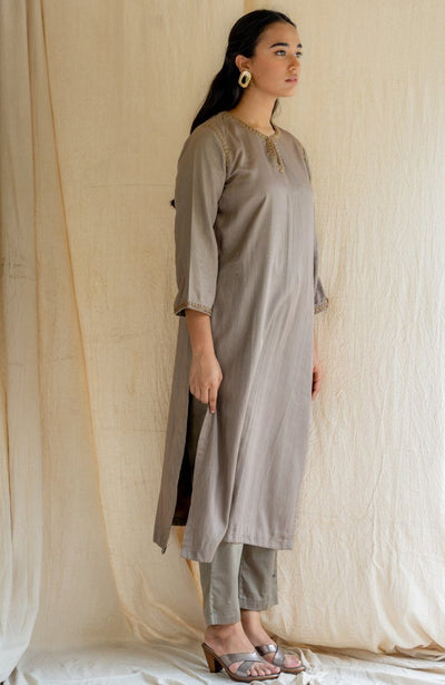 Grey Seedh Kurta Fashion Nirjara