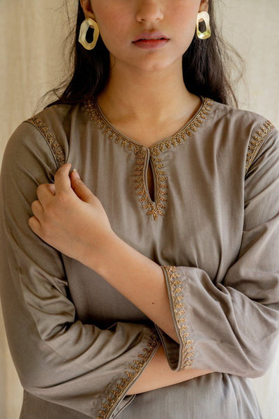 Grey Seedh Kurta Fashion Nirjara
