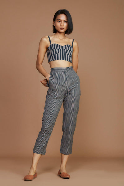 Grey with Charcoal Striped Trench & Corset Co-Ord Set Fashion Mati XS Co-ord Set of 2