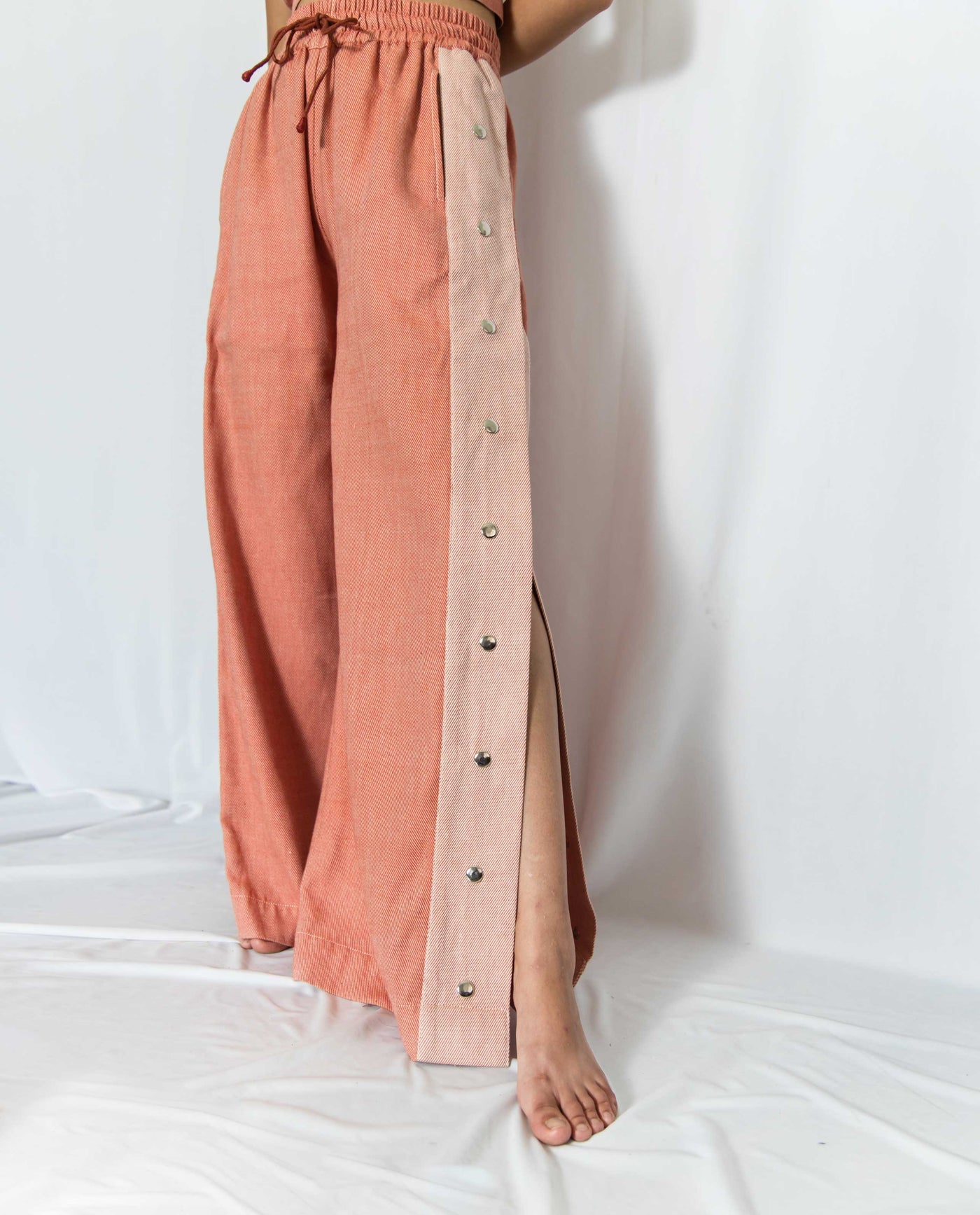 Groovy Coral Buttoned Pants Fashion Rias 