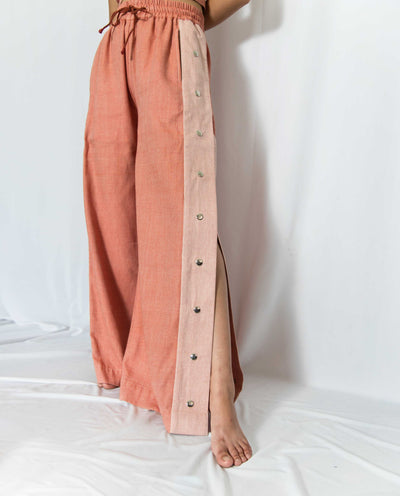 Groovy Coral Buttoned Pants Fashion Rias 