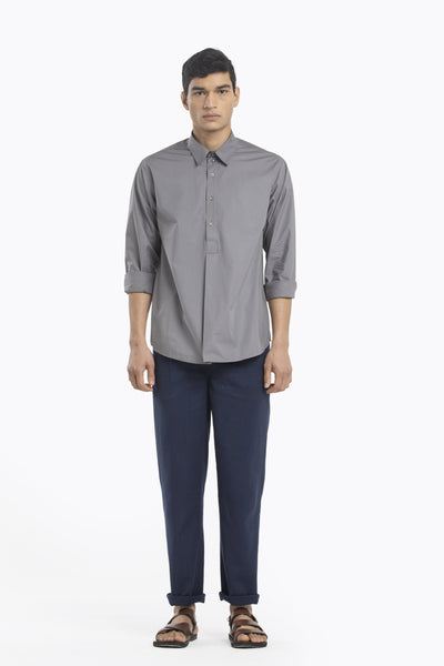 HALF PLACKET SHIRT CO-ORD-GREY Men THREE Men 