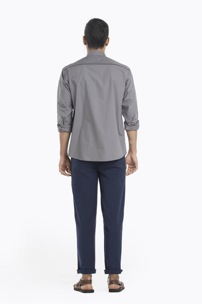 HALF PLACKET SHIRT CO-ORD-GREY Men THREE Men 