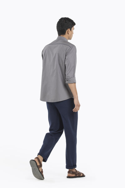 HALF PLACKET SHIRT CO-ORD-GREY Men THREE Men 