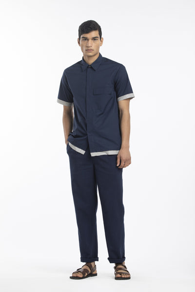 HALF SLEEVE SHIRT CO-ORD-NAVY Men THREE Men 