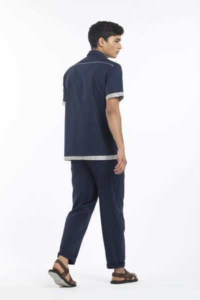 HALF SLEEVE SHIRT CO-ORD-NAVY Men THREE Men 