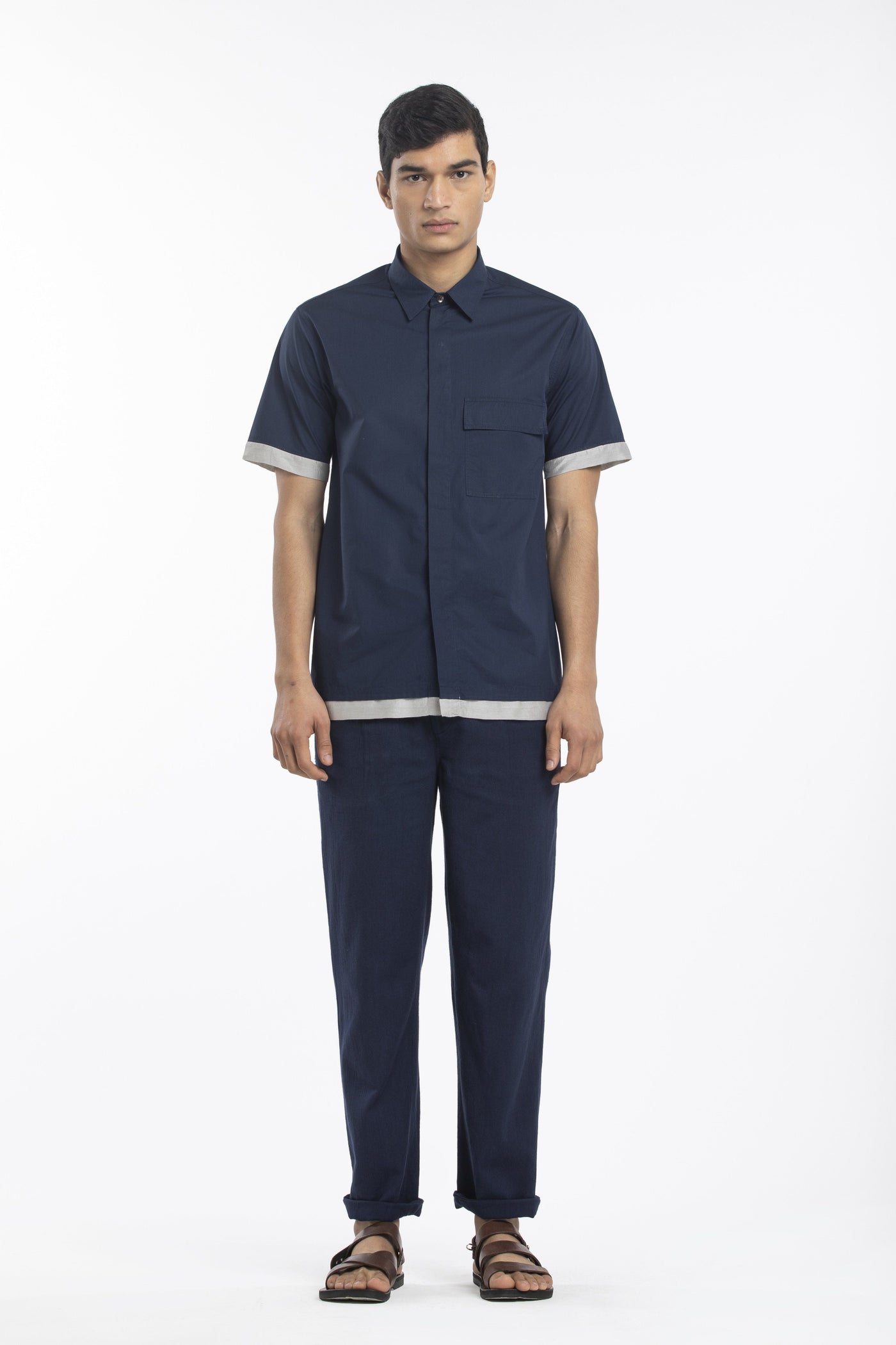HALF SLEEVE SHIRT CO-ORD-NAVY Men THREE Men 