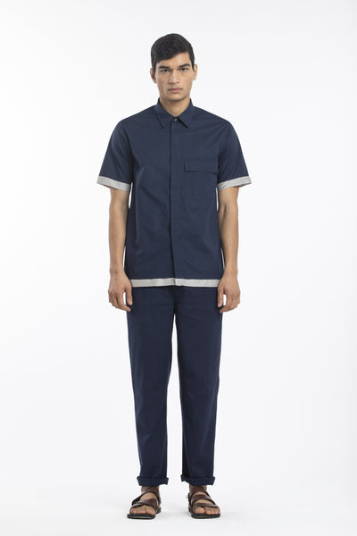 HALF SLEEVE SHIRT CO-ORD-NAVY Men THREE Men 