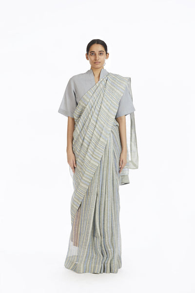 Handwoven African Striped Linen Saree Fashion Akaaro