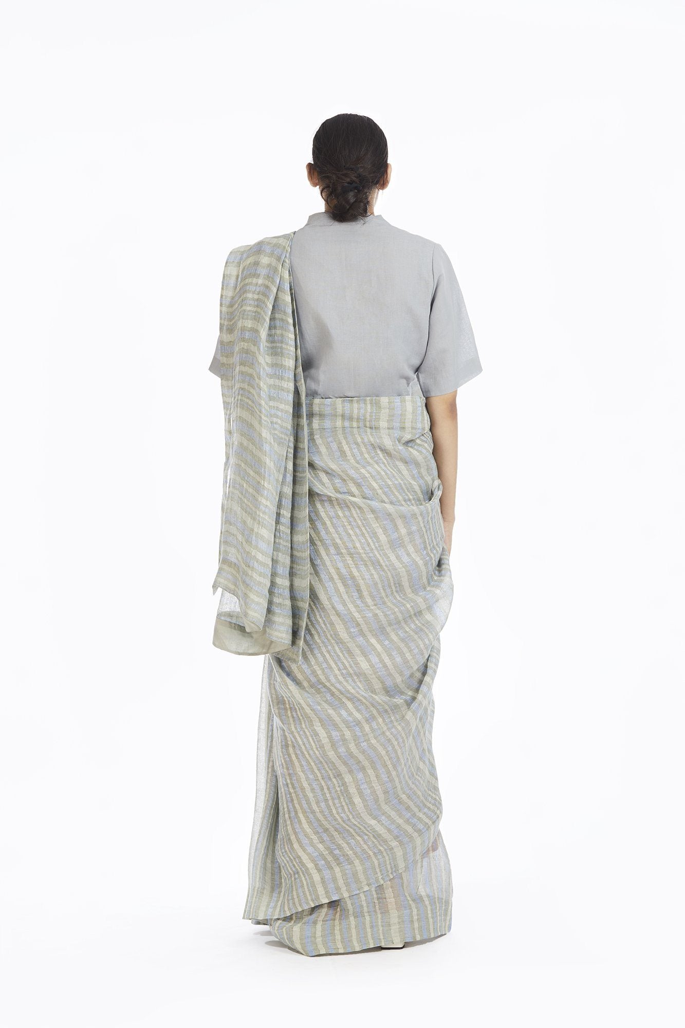 Handwoven African Striped Linen Saree Fashion Akaaro