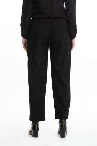 Handwoven Balck Pintuck Panelled Trousers Fashion Akaaro