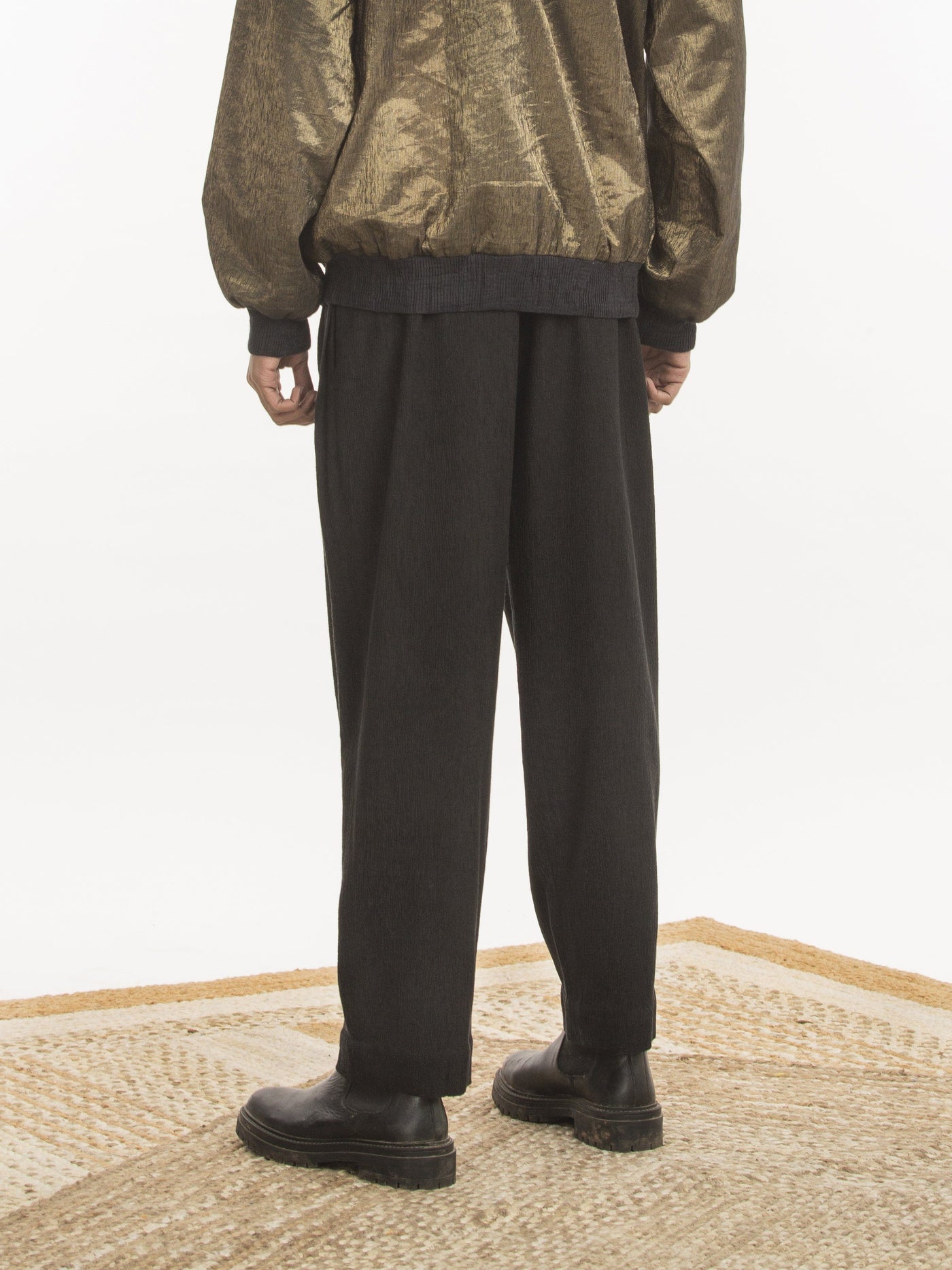 Handwoven Black Cotton Bamboo Trouser Men Akaaro Men 