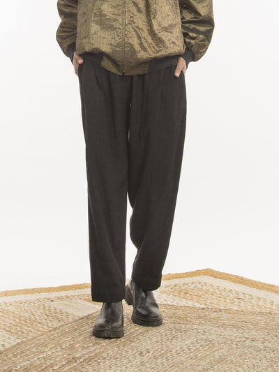 Handwoven Black Cotton Bamboo Trouser Men Akaaro Men 