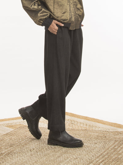 Handwoven Black Cotton Bamboo Trouser Men Akaaro Men 