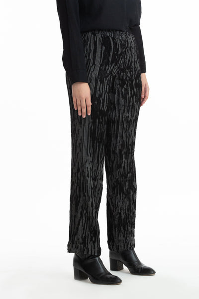 Handwoven Black Grey Merino Wool Straight Trouser Fashion Akaaro