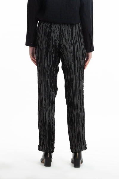 Handwoven Black Grey Merino Wool Straight Trouser Fashion Akaaro