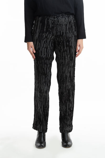 Handwoven Black Grey Merino Wool Straight Trouser Fashion Akaaro