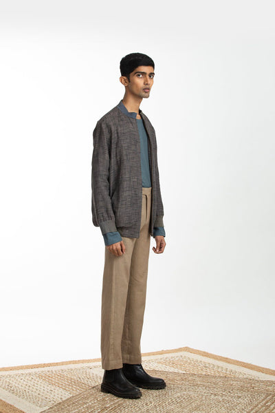 Handwoven Black Ikat Bomber Jacket Men Akaaro Men 