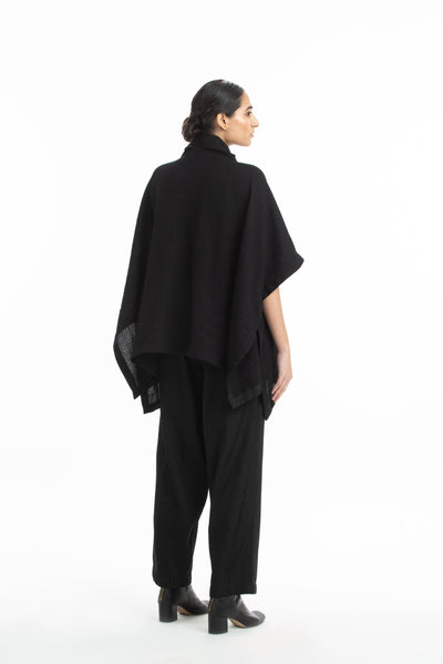 Handwoven Black Marino Wool Cape Fashion Akaaro