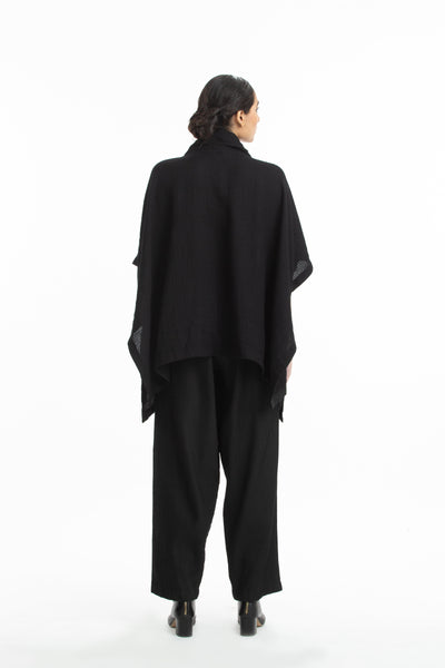 Handwoven Black Marino Wool Cape Fashion Akaaro