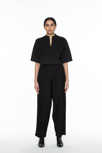 Handwoven Black Pintuck Top Fashion Akaaro