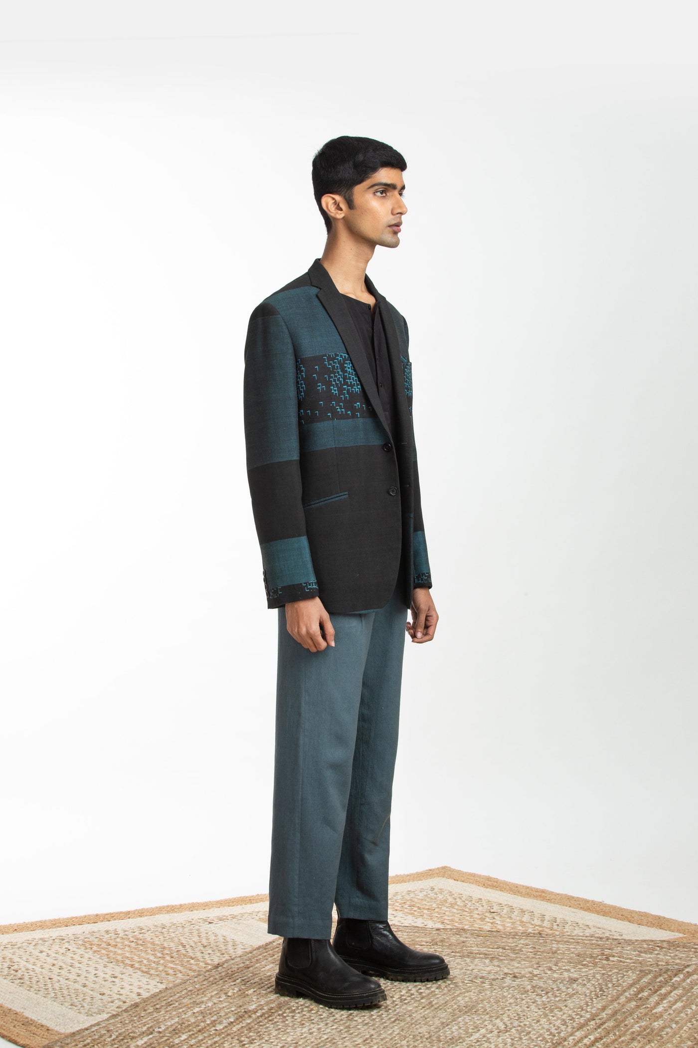 Handwoven Blue Bird Jacket Co-ords Basic Shirt Trouser Men Akaaro Men 