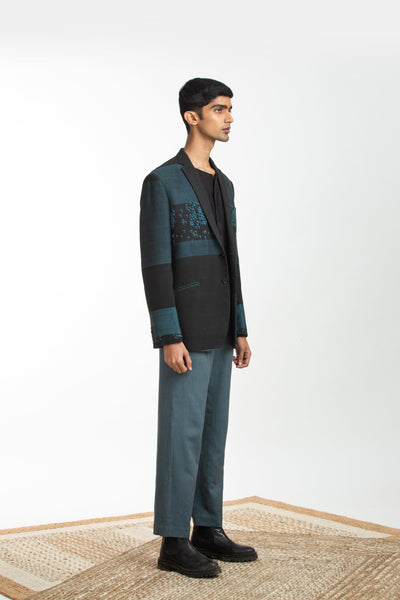 Handwoven Blue Bird Jacket Co-ords Basic Shirt Trouser Men Akaaro Men 