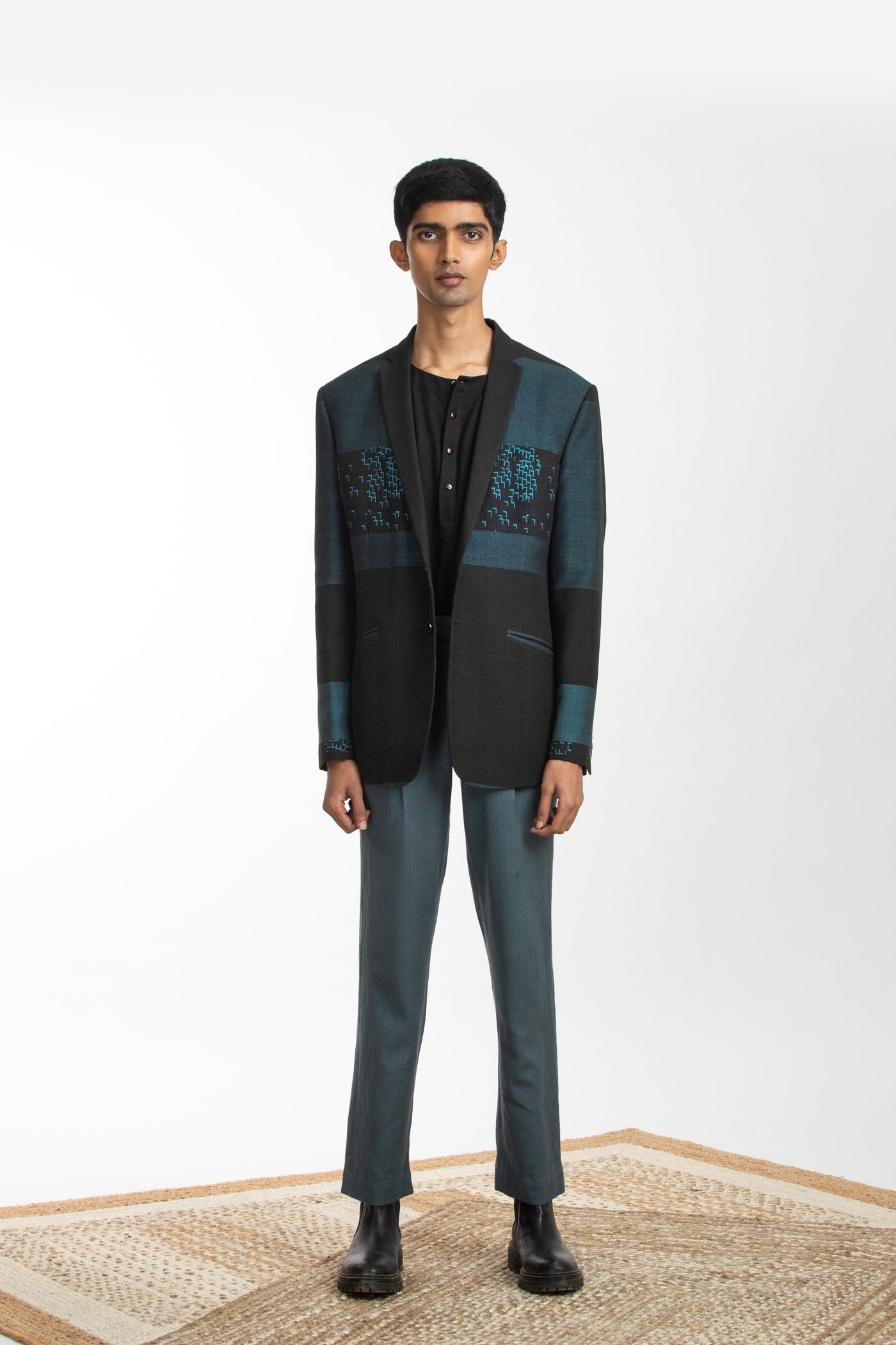 Handwoven Blue Bird Jacket Co-ords Basic Shirt Trouser Men Akaaro Men 