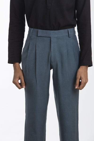 Handwoven Blue Staight Trouser Men Akaaro Men 