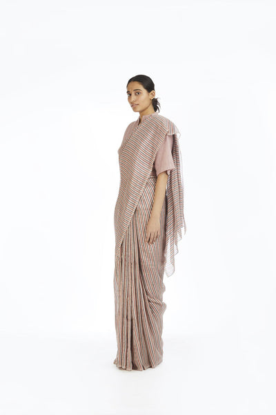 Handwoven Candy Striped Saree Fashion Akaaro