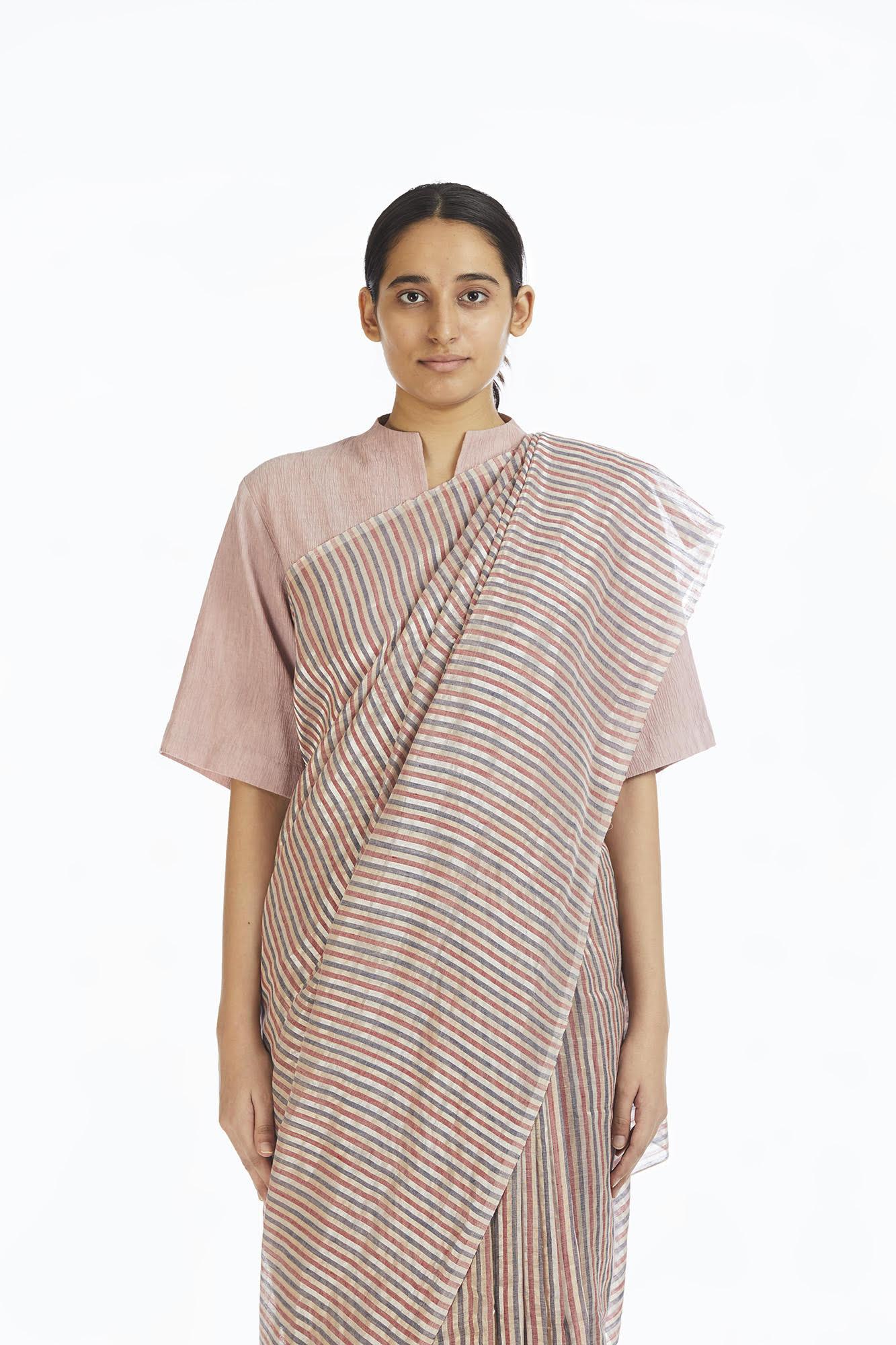 Handwoven Candy Striped Saree Fashion Akaaro