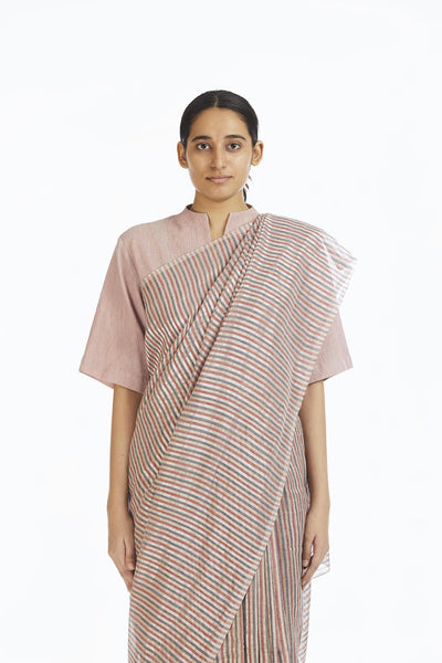 Handwoven Candy Striped Saree Fashion Akaaro