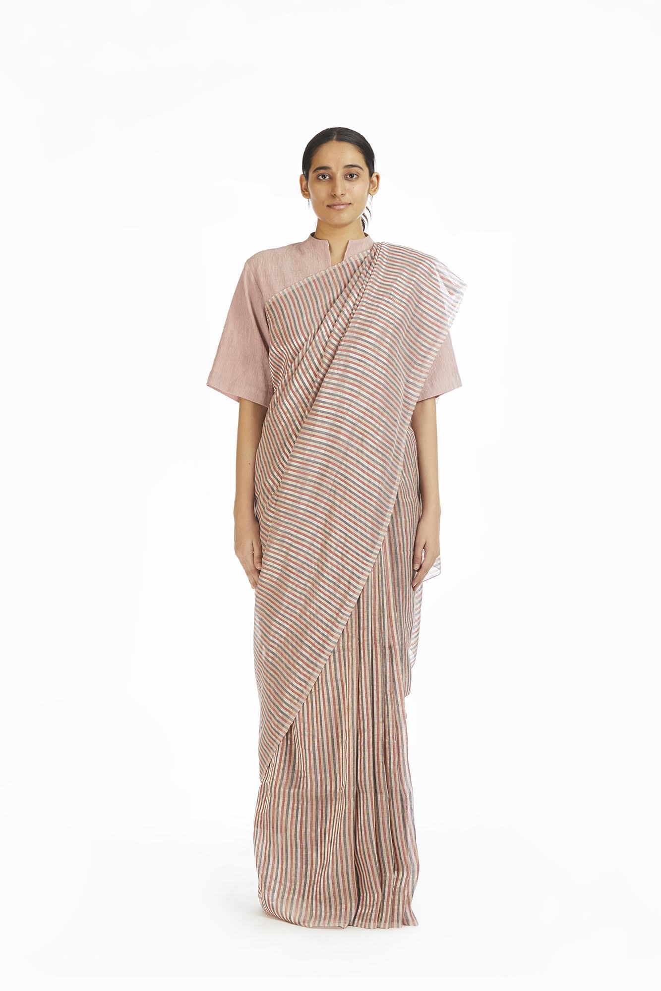 Handwoven Candy Striped Saree Fashion Akaaro