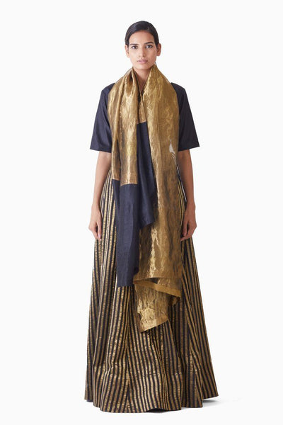 Handwoven Gold Black Metallic Dupatta Fashion Akaaro