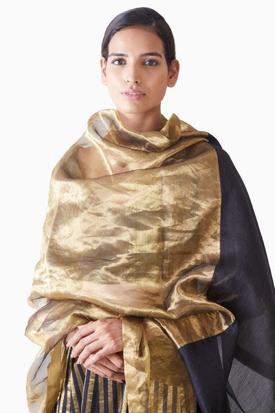 Handwoven Gold Black Metallic Dupatta Fashion Akaaro