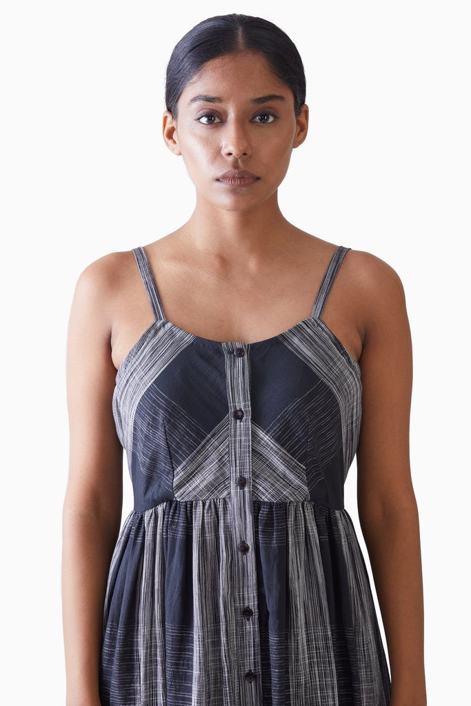 Handwoven Ikat Flare Strap Dress Fashion Akaaro