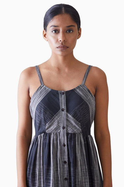 Handwoven Ikat Flare Strap Dress Fashion Akaaro